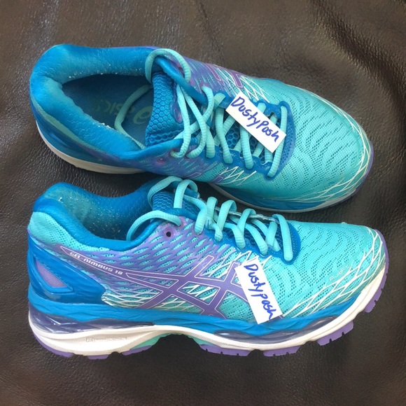 Asics Shoes - Asics Gel Nimbus Running Sneakers Shoes Blue Wide Trainers Gym Womens 7 D
